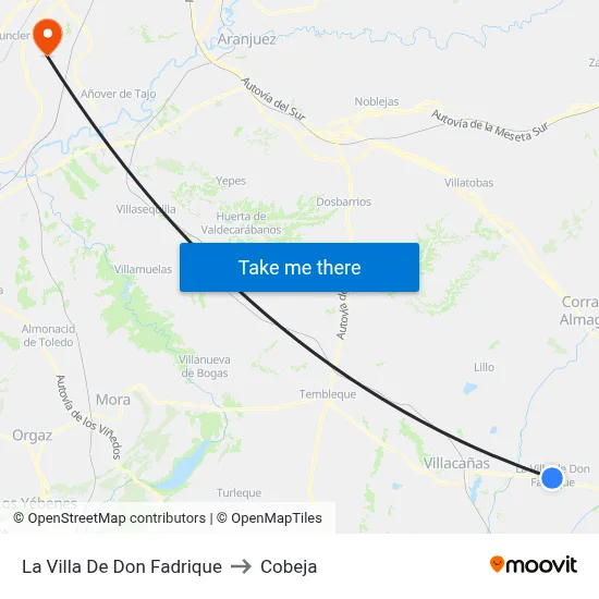 La Villa De Don Fadrique to Cobeja map