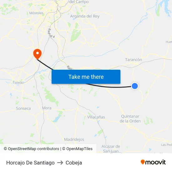Horcajo De Santiago to Cobeja map