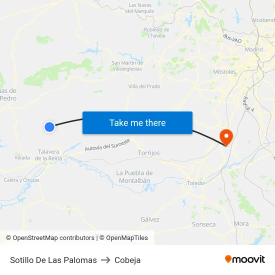 Sotillo De Las Palomas to Cobeja map