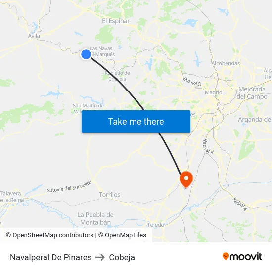 Navalperal De Pinares to Cobeja map