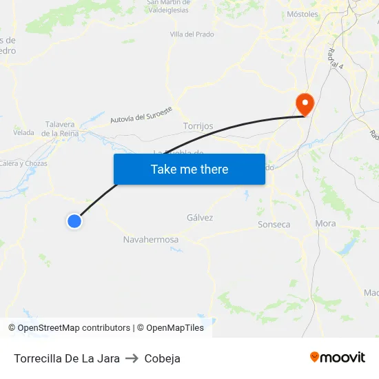 Torrecilla De La Jara to Cobeja map