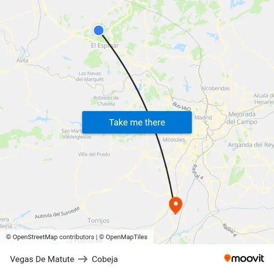 Vegas De Matute to Cobeja map