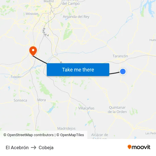 El Acebrón to Cobeja map
