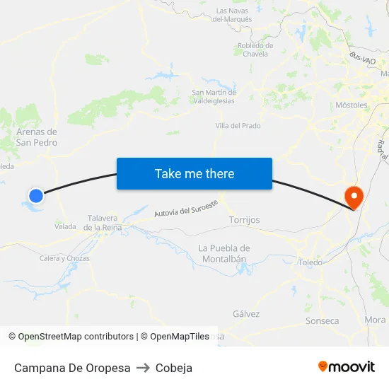 Campana De Oropesa to Cobeja map