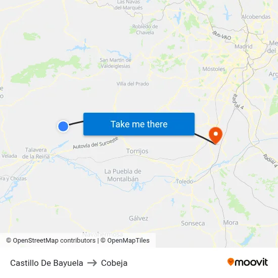 Castillo De Bayuela to Cobeja map