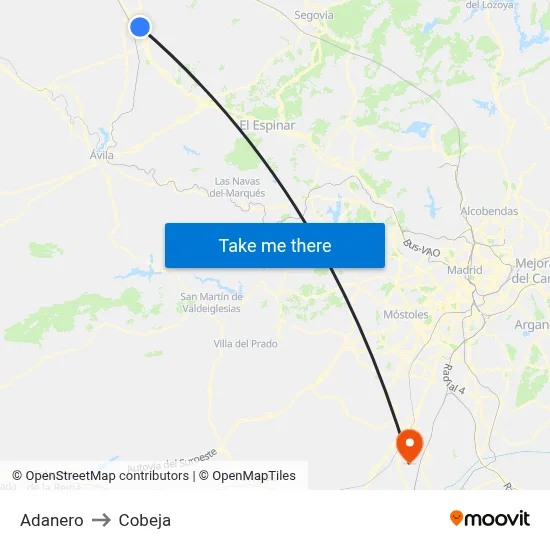 Adanero to Cobeja map