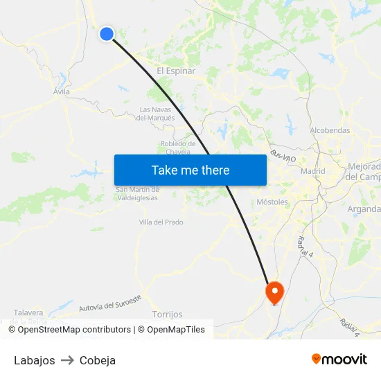 Labajos to Cobeja map
