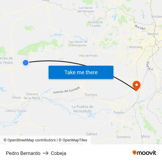 Pedro Bernardo to Cobeja map