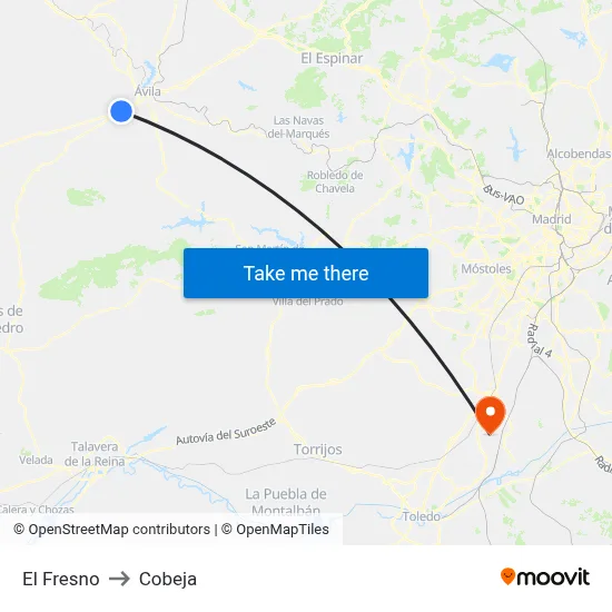 El Fresno to Cobeja map