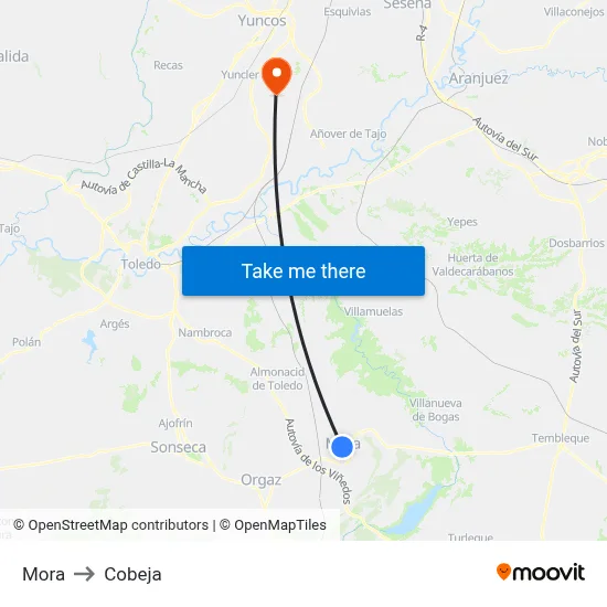 Mora to Cobeja map