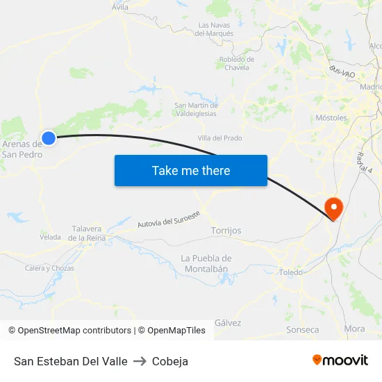 San Esteban Del Valle to Cobeja map
