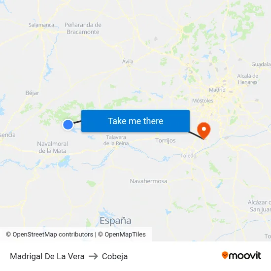 Madrigal De La Vera to Cobeja map