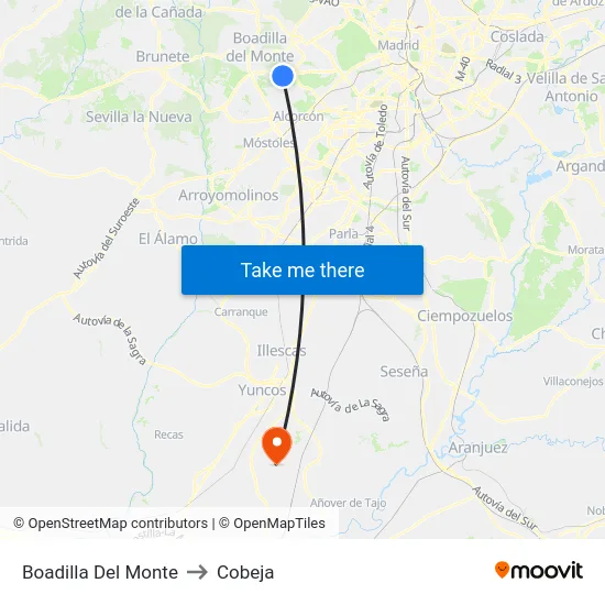 Boadilla Del Monte to Cobeja map