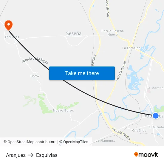 Aranjuez to Esquivias map