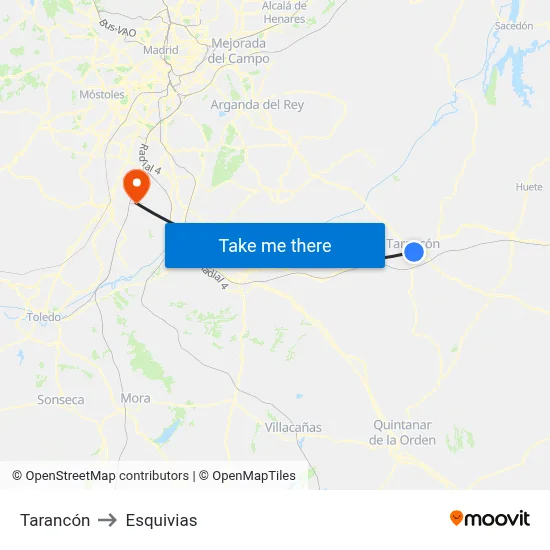 Tarancón to Esquivias map