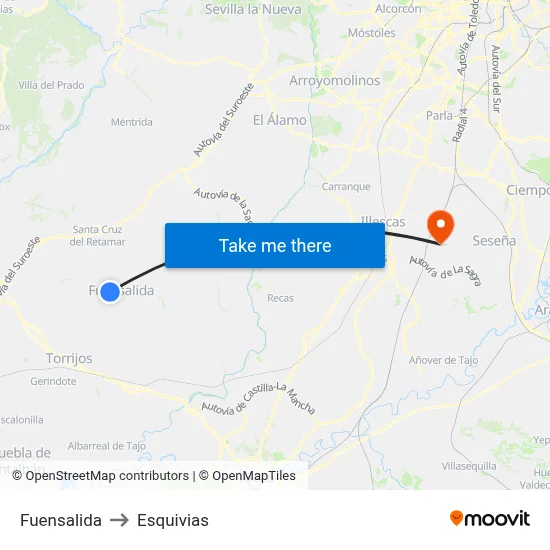 Fuensalida to Esquivias map