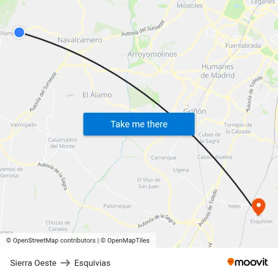 Sierra Oeste to Esquivias map