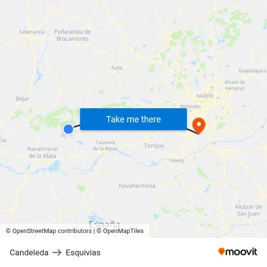 Candeleda to Esquivias map
