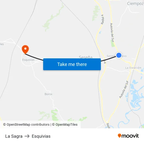 La Sagra to Esquivias map