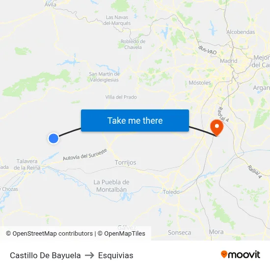 Castillo De Bayuela to Esquivias map