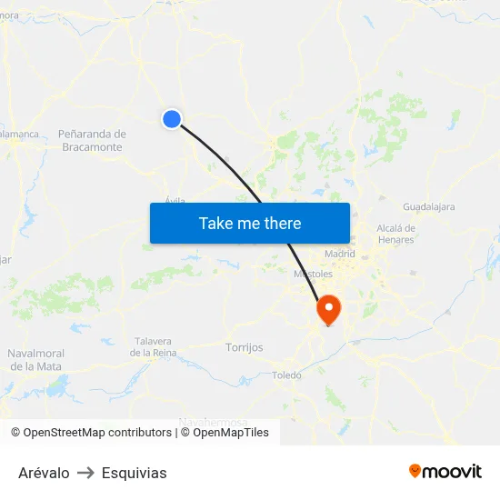 Arévalo to Esquivias map