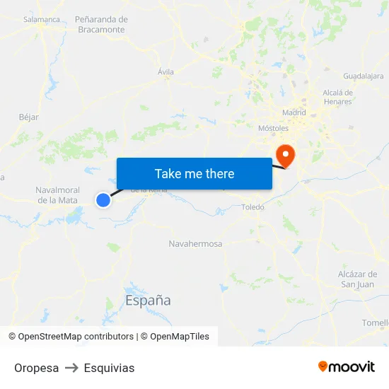 Oropesa to Esquivias map