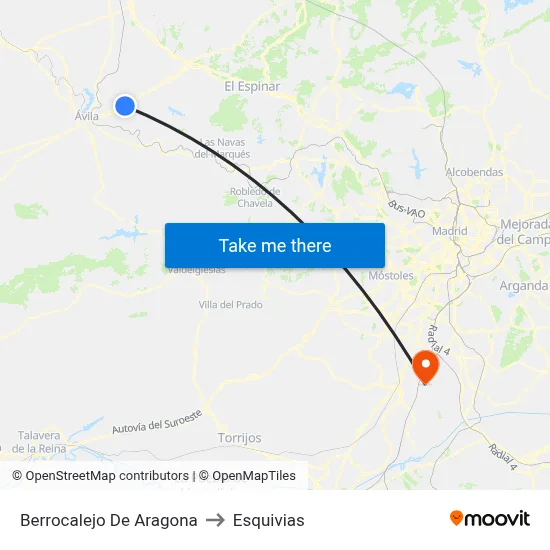Berrocalejo De Aragona to Esquivias map