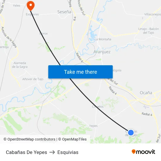 Cabañas De Yepes to Esquivias map