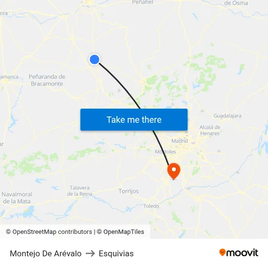 Montejo De Arévalo to Esquivias map