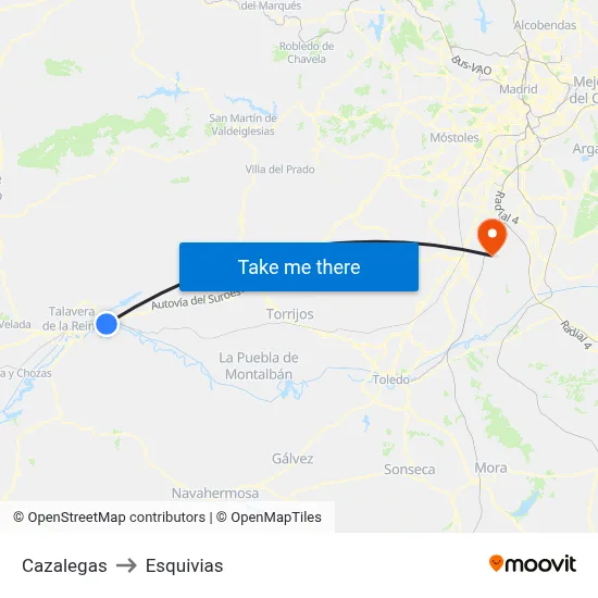 Cazalegas to Esquivias map
