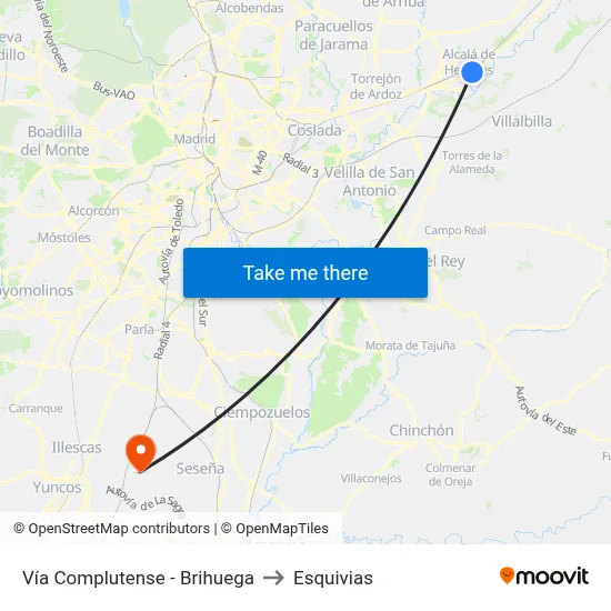 Vía Complutense - Brihuega to Esquivias map