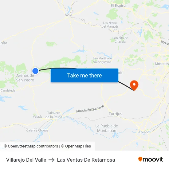 Villarejo Del Valle to Las Ventas De Retamosa map
