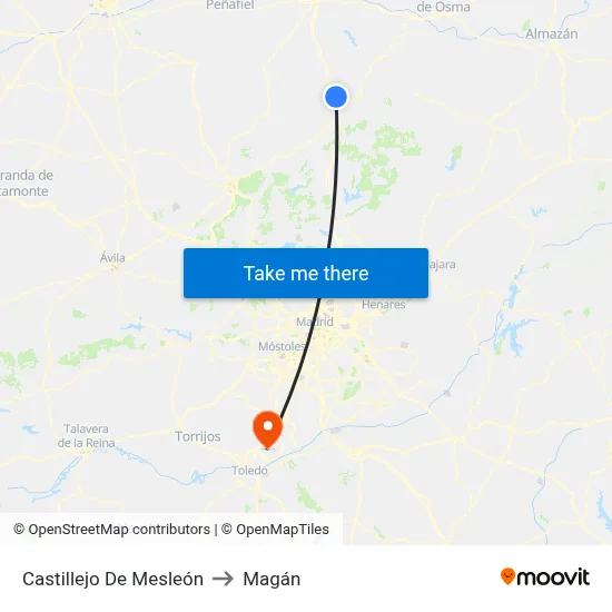 Castillejo De Mesleón to Magán map