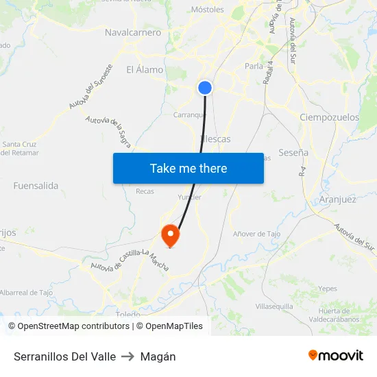 Serranillos Del Valle to Magán map