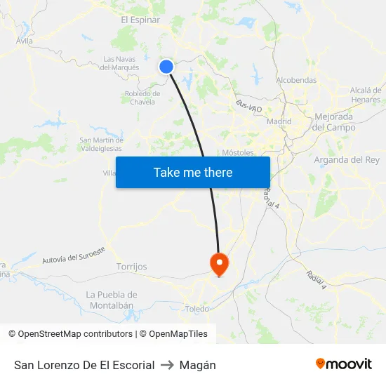 San Lorenzo De El Escorial to Magán map
