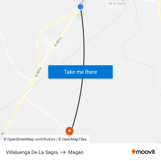 Villaluenga De La Sagra to Magán map