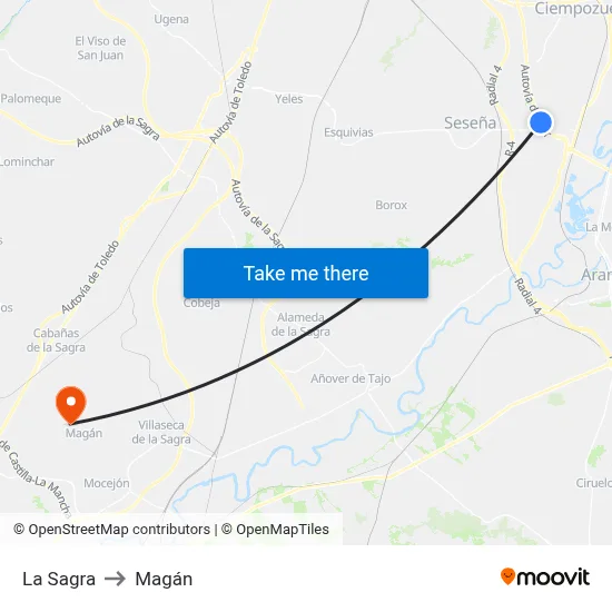 La Sagra to Magán map