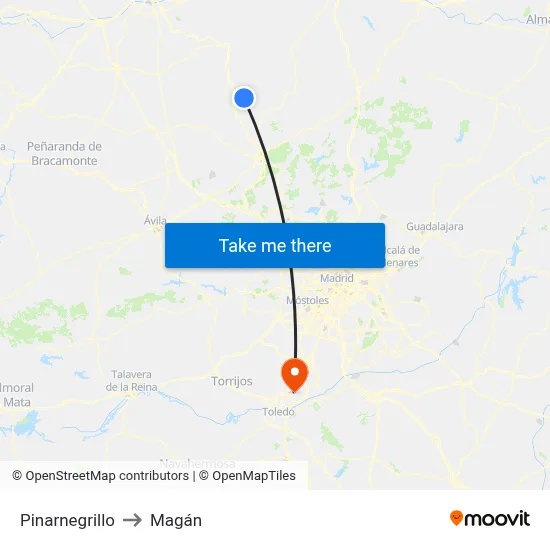 Pinarnegrillo to Magán map