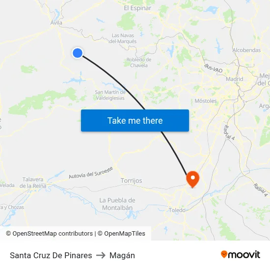 Santa Cruz De Pinares to Magán map