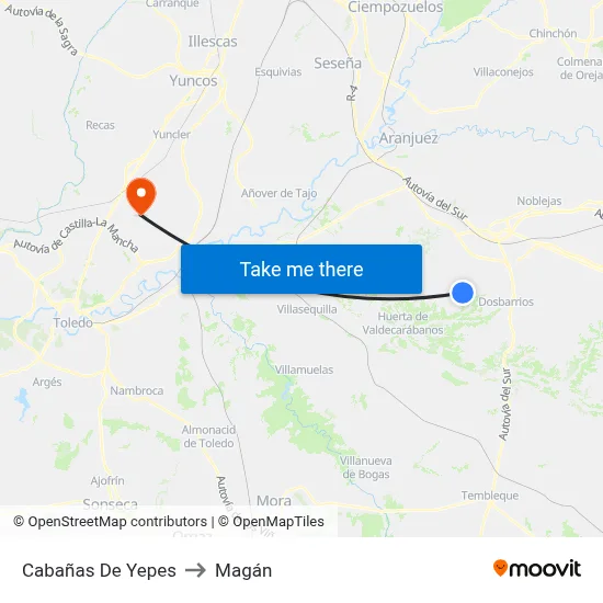Cabañas De Yepes to Magán map
