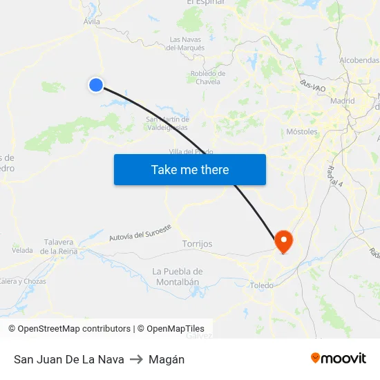 San Juan De La Nava to Magán map