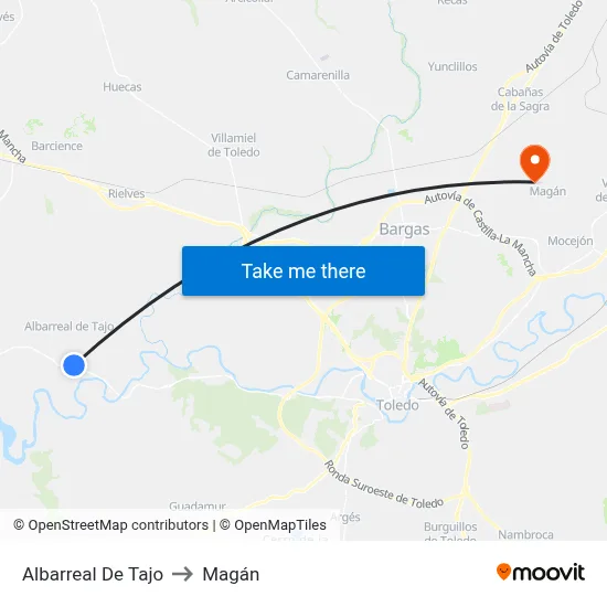 Albarreal De Tajo to Magán map
