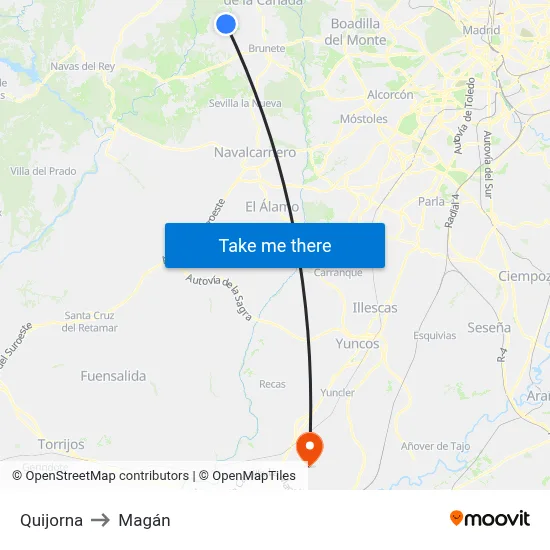 Quijorna to Magán map