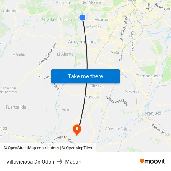 Villaviciosa De Odón to Magán map
