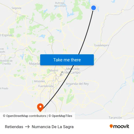 Retiendas to Numancia De La Sagra map