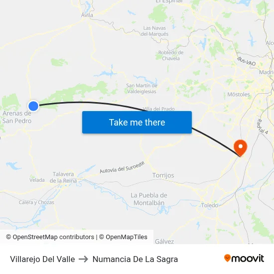 Villarejo Del Valle to Numancia De La Sagra map