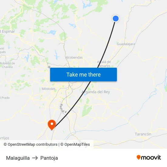 Malaguilla to Pantoja map