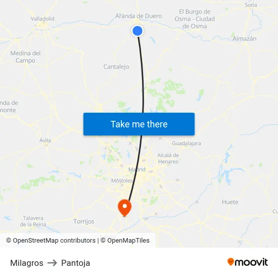Milagros to Pantoja map