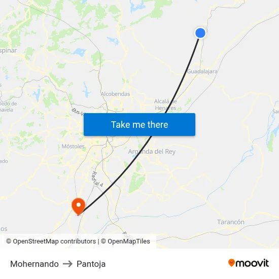 Mohernando to Pantoja map
