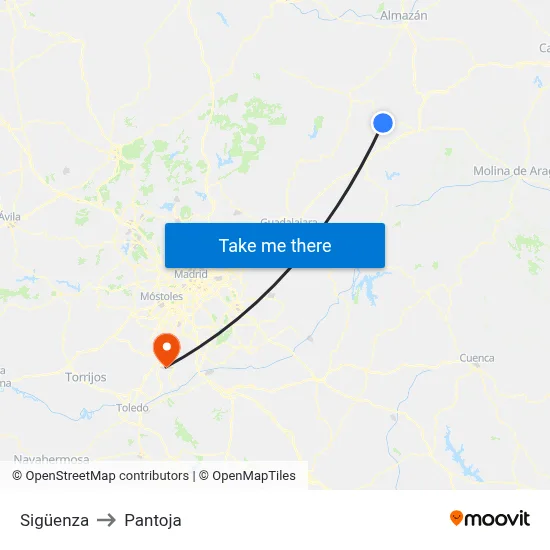 Sigüenza to Pantoja map